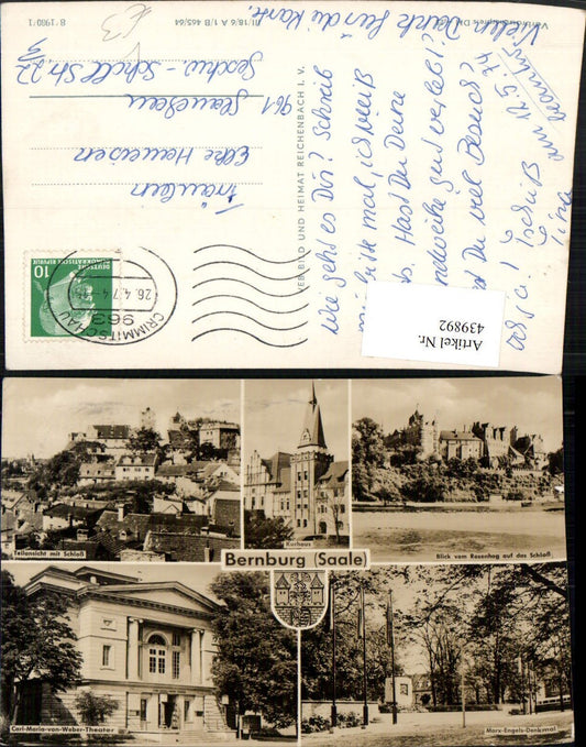 439892,Bernburg an d. Saale Totale Kurhaus Schloss Theater Mehrbildkarte pub VEB