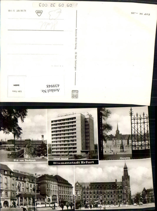 439948, Erfurt Post Office Hotel Domplatz Multi-view postcard