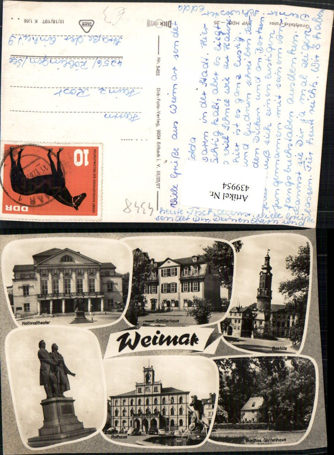 439954,Weimar Bastille Schillerhaus Theater Rathaus Mehrbildkarte