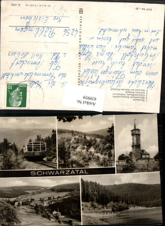 439959, Schwarzatal rack railway Meuselbach-Schwarzmühle Oberweißbach multi-view map pub VEB
