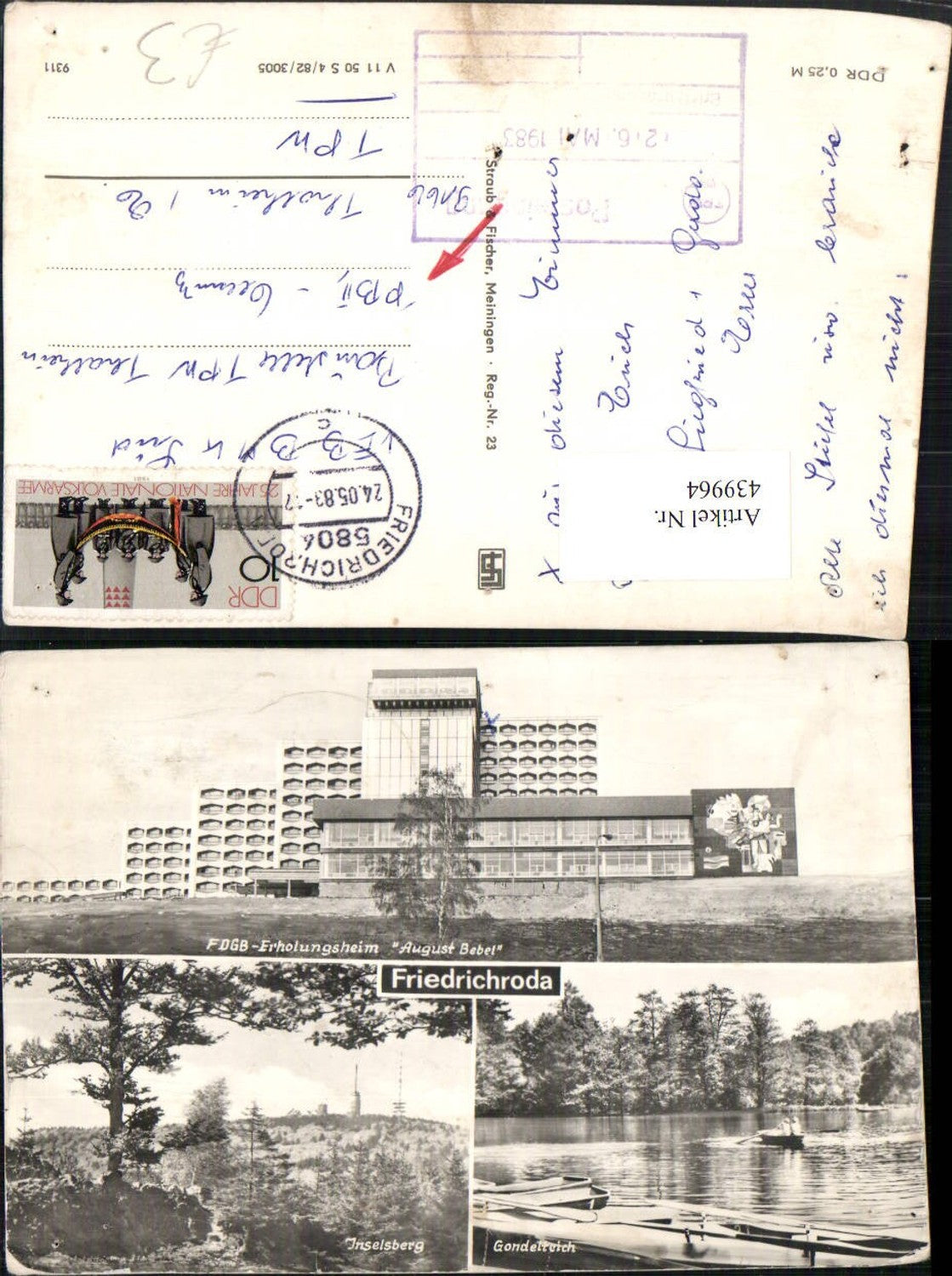 439964,Friedrichroda Erholungsheim August Bebel Inselsberg Gondelteich Mehrbildkarte