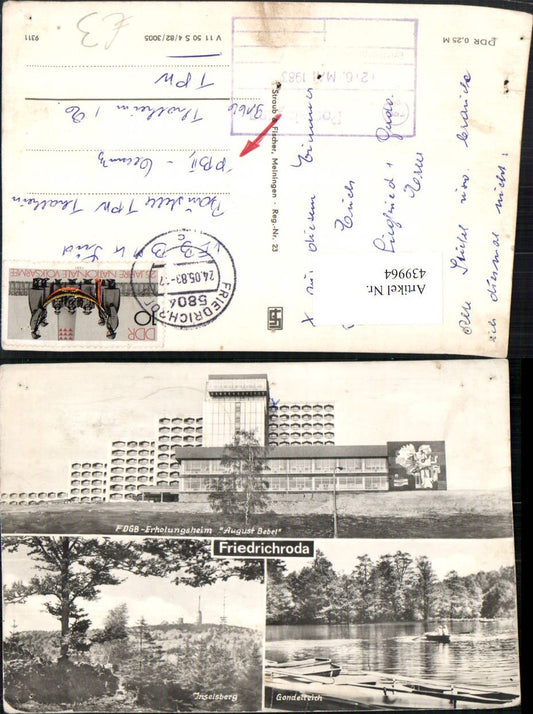 439964,Friedrichroda Erholungsheim August Bebel Inselsberg Gondelteich Mehrbildkarte