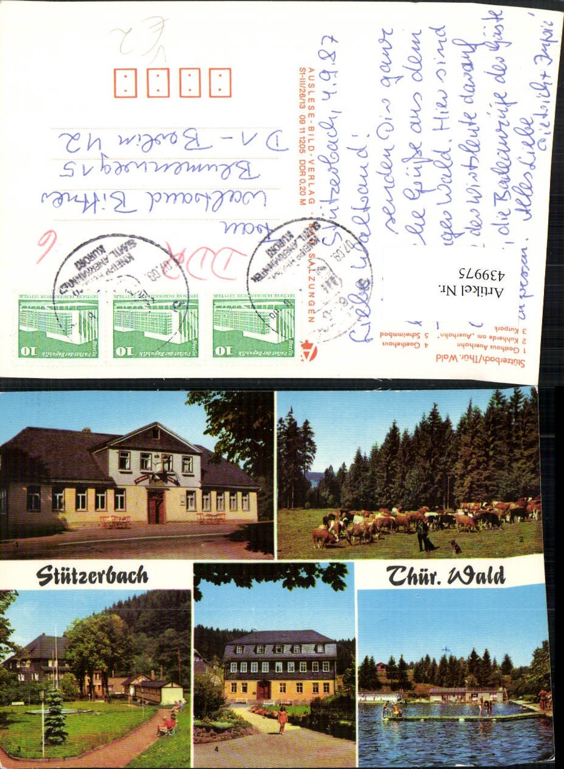 439975, Stützerbach Gasthaus Goethehaus Kuhherde Schwimmbad Mehrbildkarte