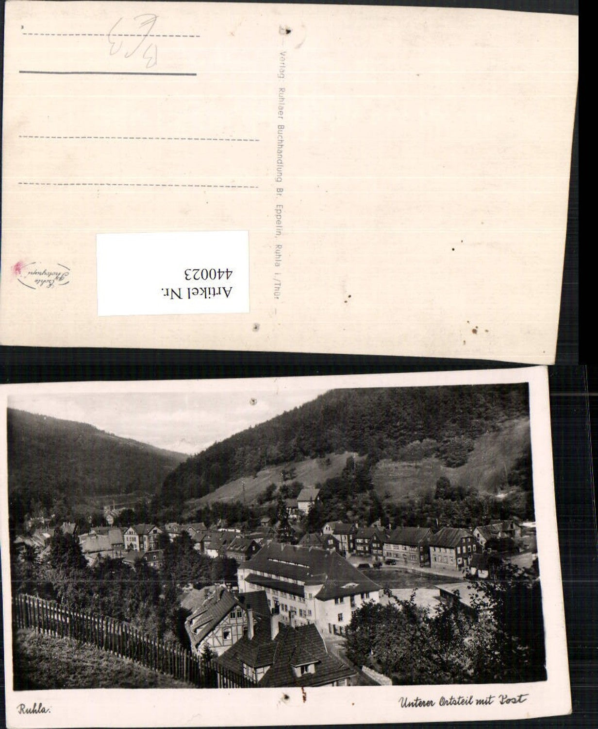 440023, Ruhla Lower part of town with post office Partial view