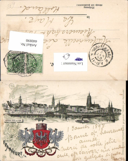 440890,Frankfurt am Main Teilansicht Brücke Wappen