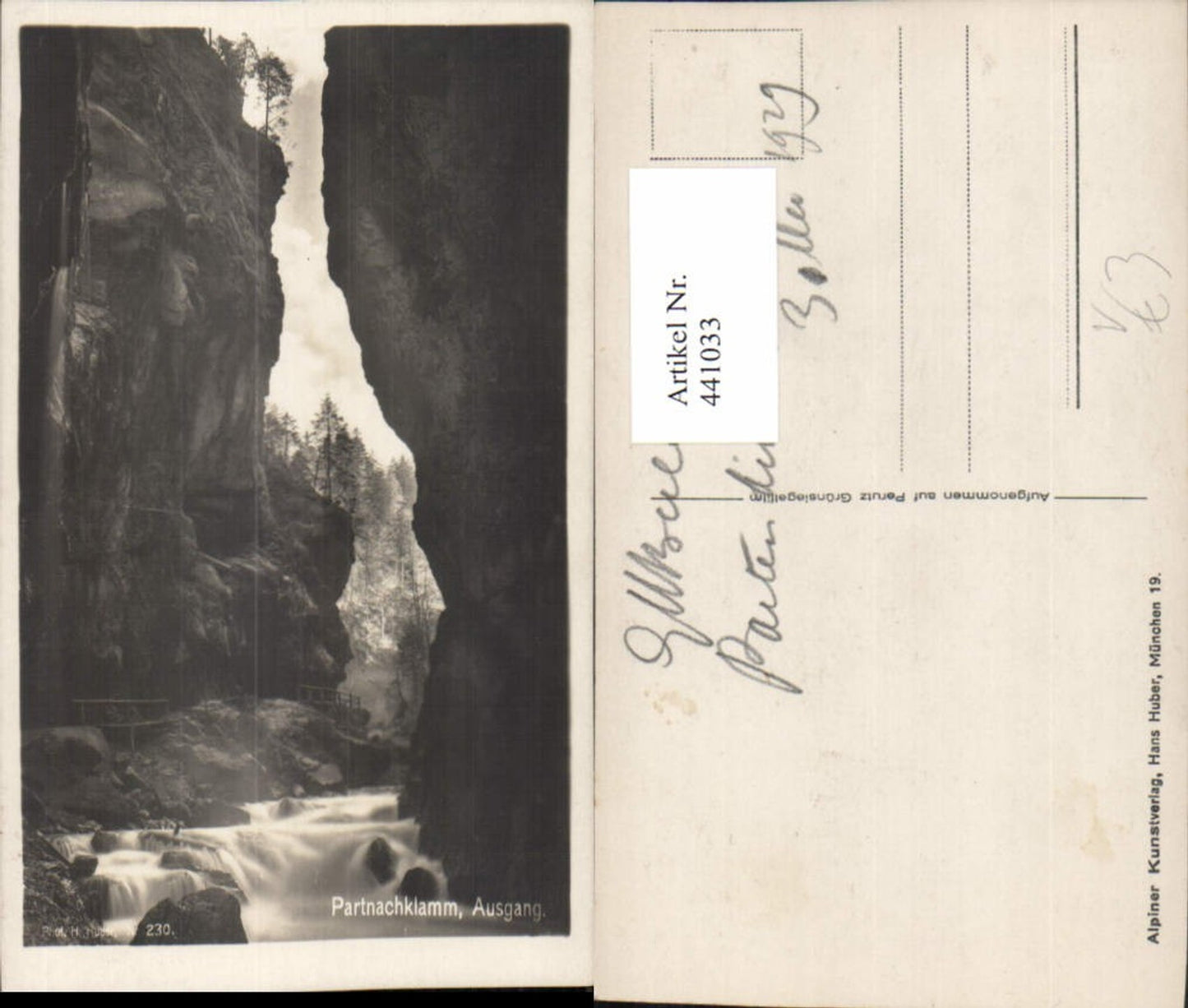 441033,Partnachklamm Klamm Schlucht b. Garmisch Ausgang pub H. Huber 230