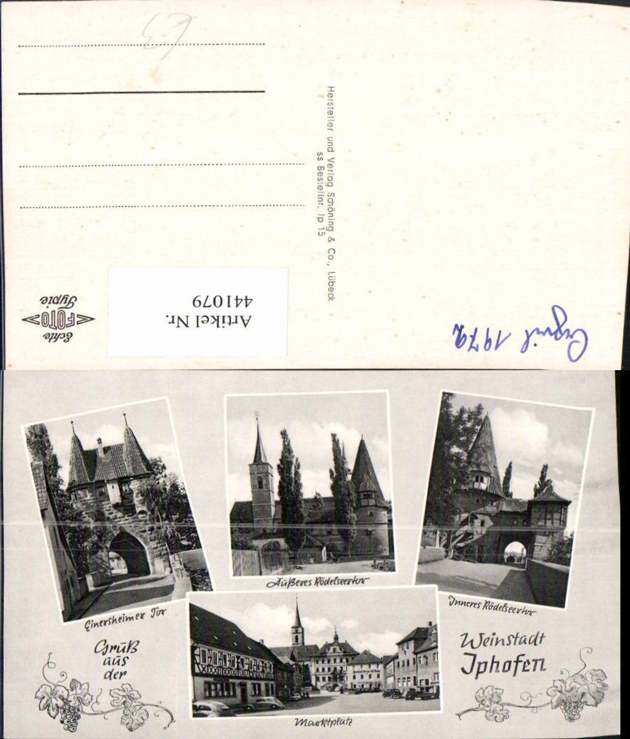 441079,Iphofen Marktplatz Rödelseertor Mehrbildkarte