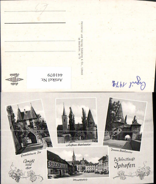 441079,Iphofen Marktplatz Rödelseertor Mehrbildkarte