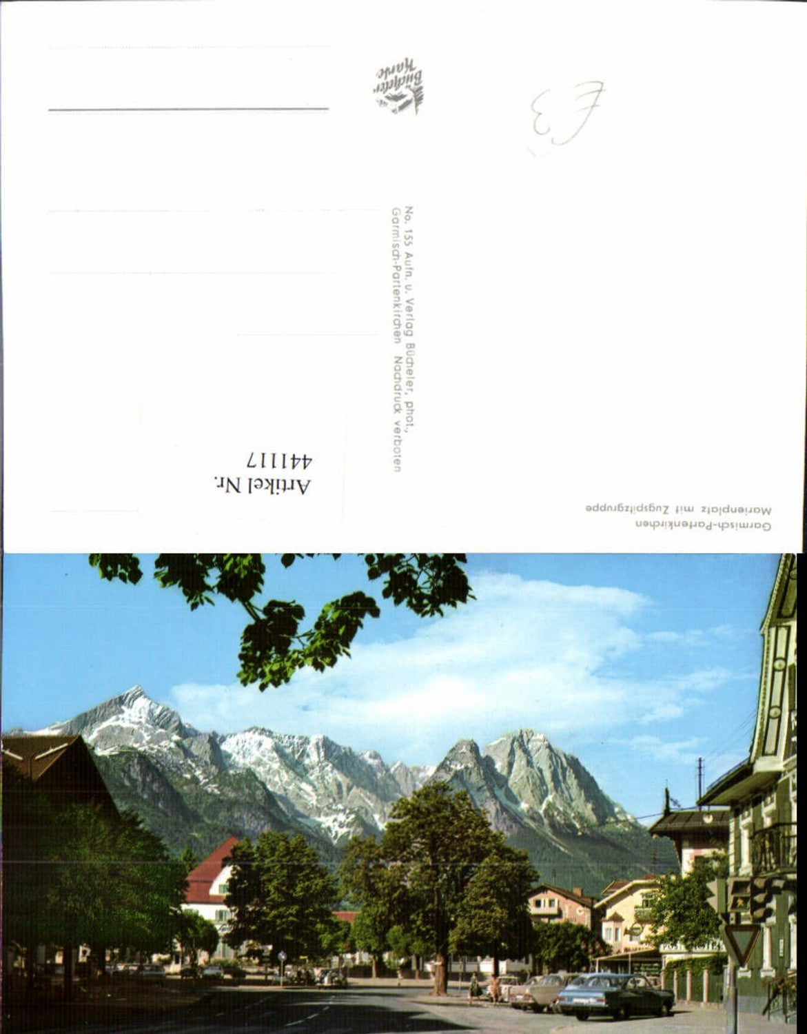 441117,Garmisch-Partenkirchen Marienplatz m. Zugspitze Bergkulisse