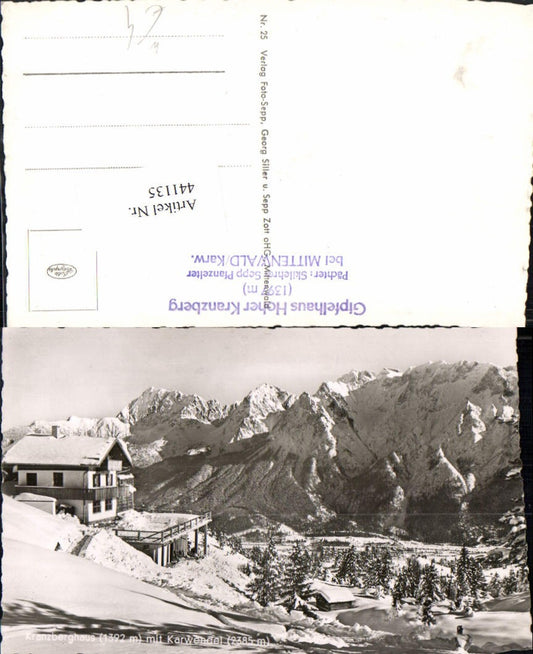 441135,Kranzberghaus Berghütte b. Mittenwald Bergkulisse Winterbild