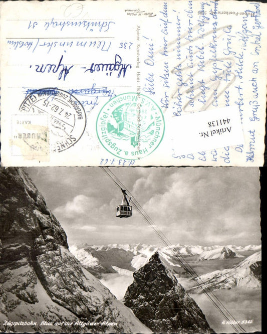 441138,Zugspitzbahn Seilbahn m. Allgäuer Alpen Bergkulisse pub H. Huber 5385