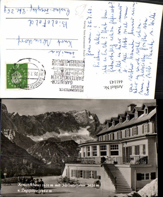 441143,Kreuzeckhaus b. Garmisch m. Höllentalferner Bergkulisse