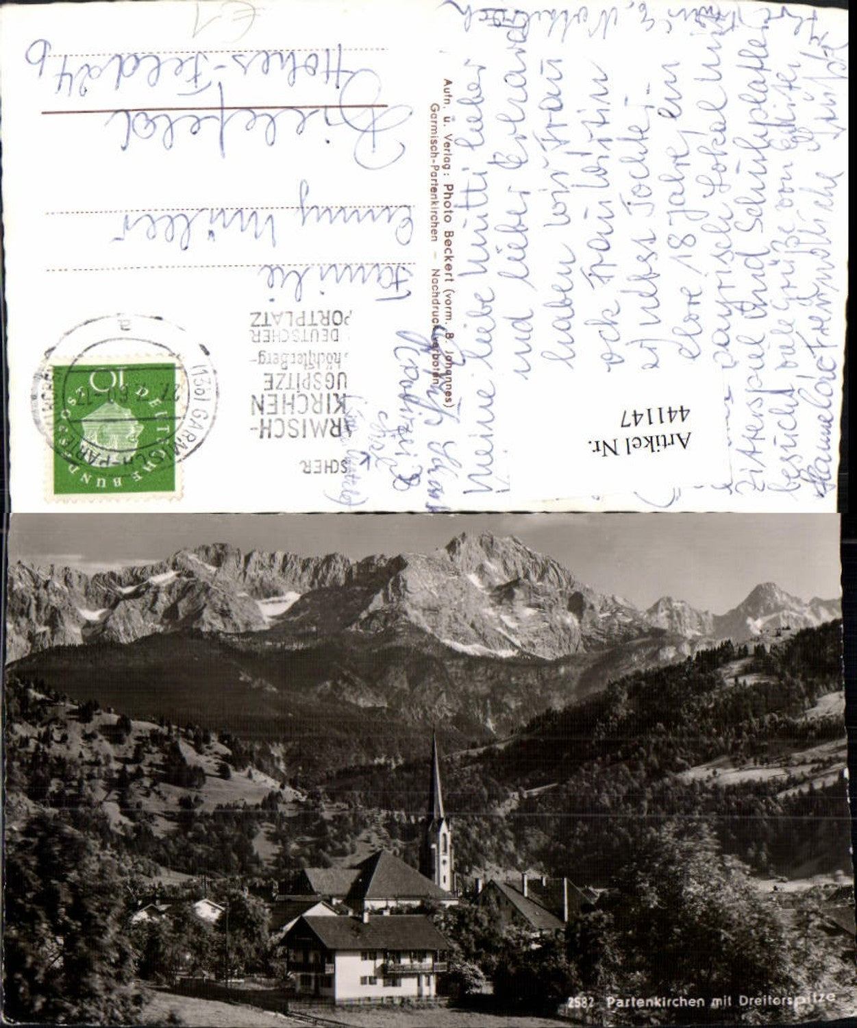 441147,Partenkirchen Teilansicht m. Dreitorspitze Bergkulisse