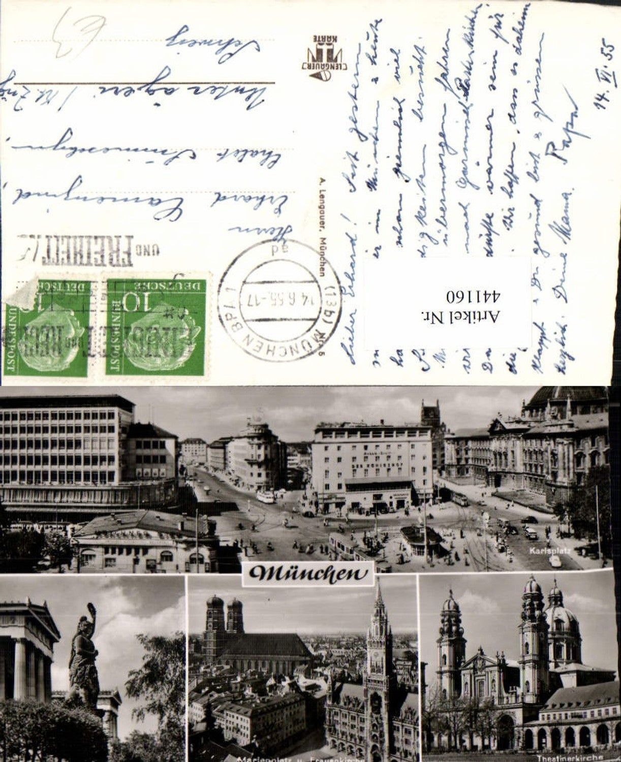 441160,München Teilansicht Rathaus Kirche Bavaria Karlsplatz Mehrbildkarte