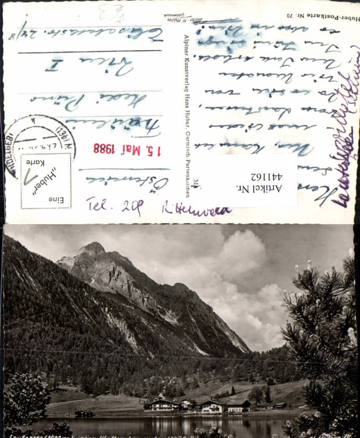 441162,Lautersee See b. Mittenwald geg. Wetterstein Bergkulisse pub H. Huber 70