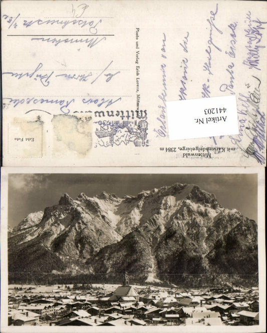 441203,Mittenwald Totale m. Karwendel Bergkulisse Winterbild