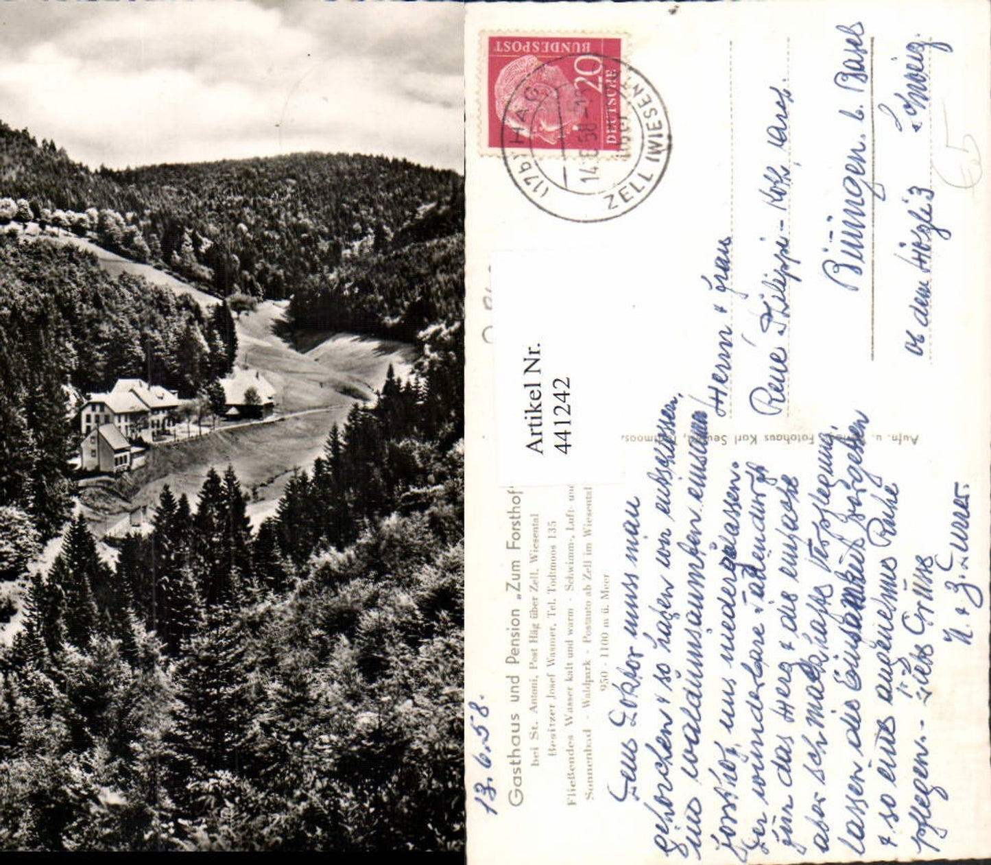 441242,St. Antoni b. Zell Wiesenthal Gasthaus Pension zum Forsthof