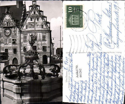 441262, Ulm on the Danube Dolphin Fountain Fountain with Town Hall