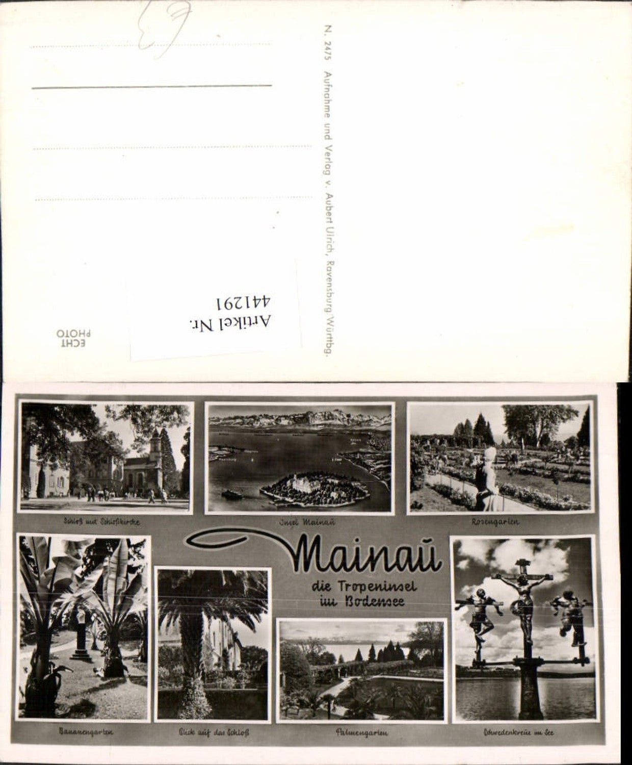 441291,Mainau im Bodensee Insel Rosengarten Schloss Palmen Mehrbildkarte