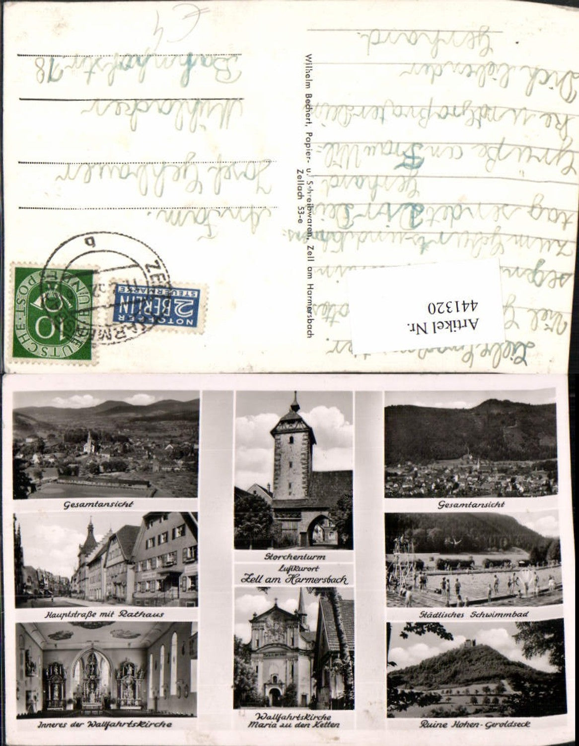 441320,Zell am Harmersbach Totale Schwimmbad Kirche Storchenturm Mehrbildkarte