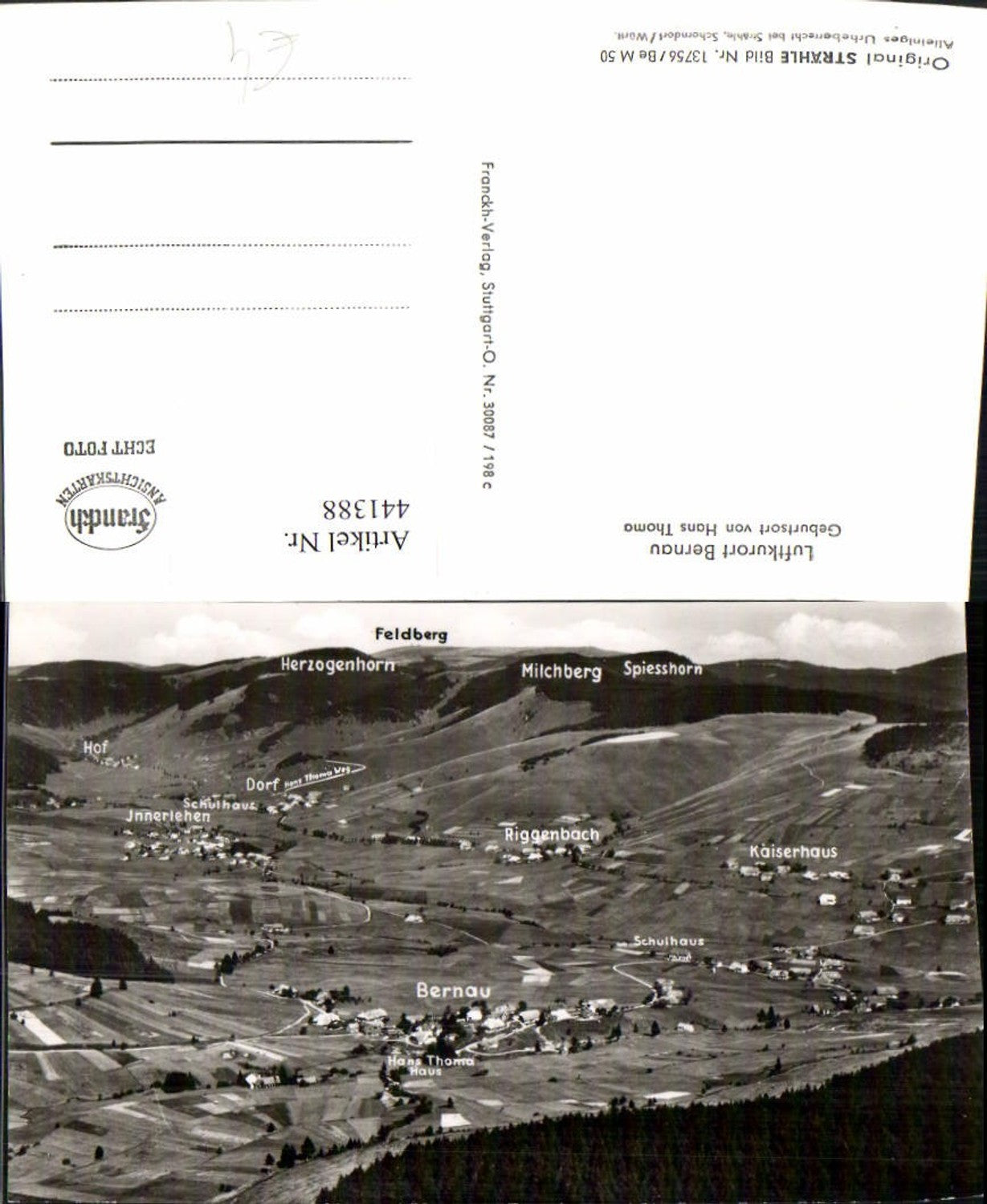 441388,Bernau im Schwarzwald Totale m. Riggenbach Innerlehen Feldberg
