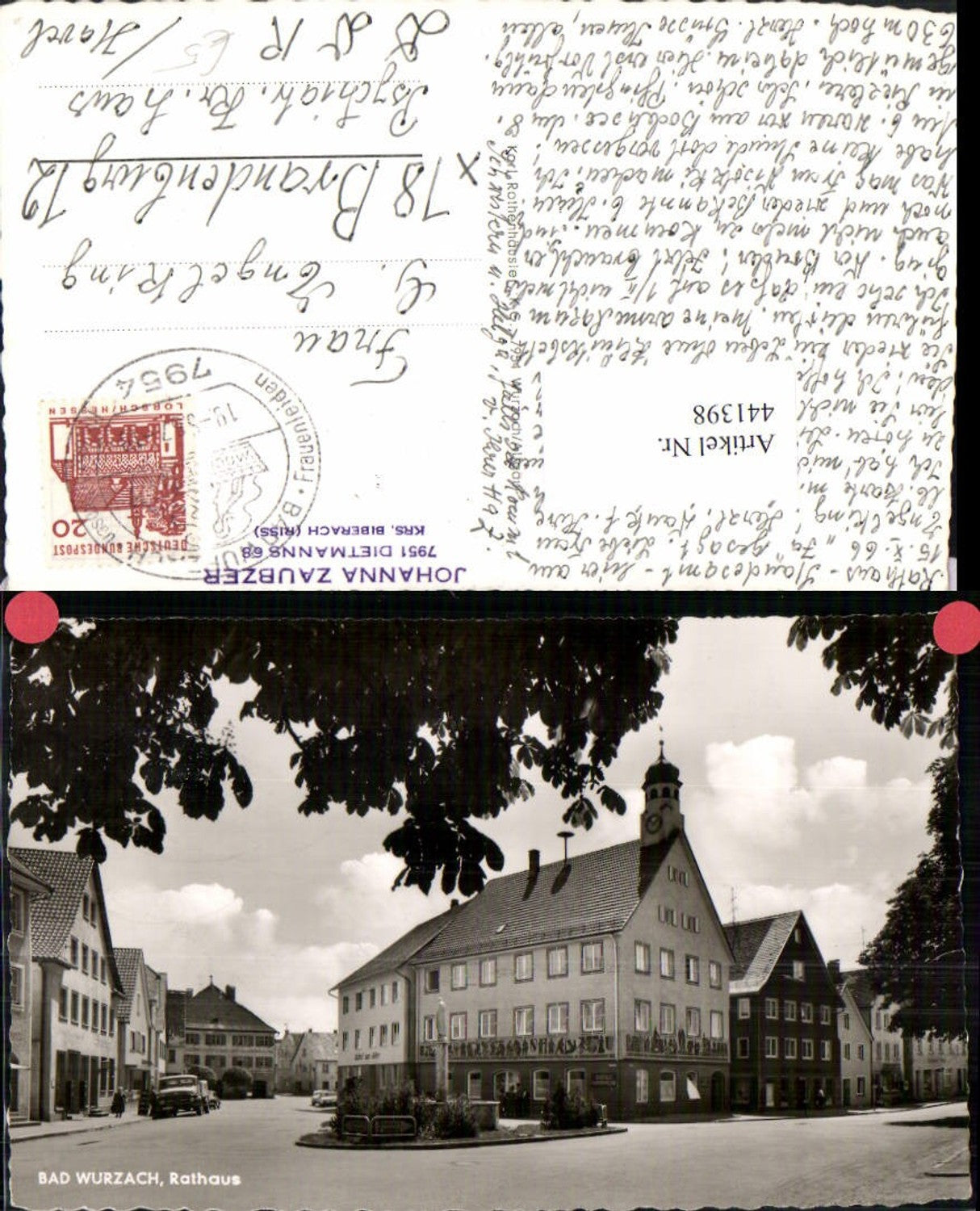 441398,Bad Wurzach Rathaus Brunnen Straßenansicht