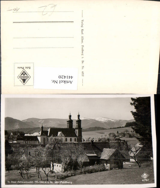 441420, St. Peter in the Black Forest, partial view of the church with the Feldberg mountain backdrop