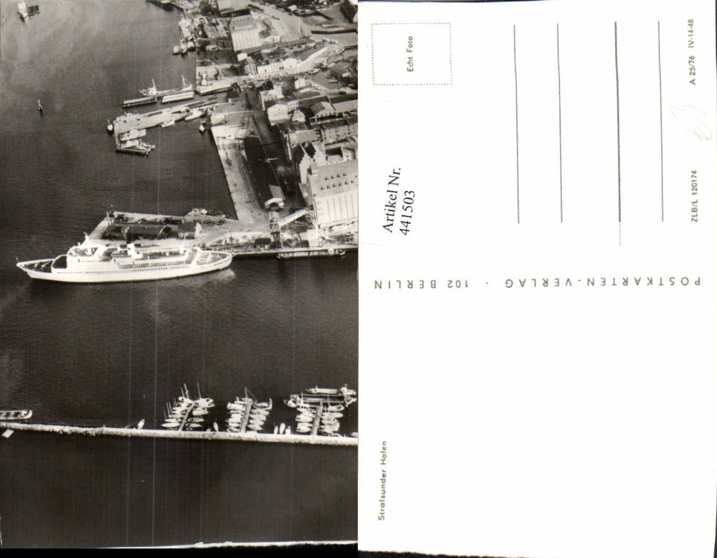 441503,Stralsund Hafen Schiff Fliegeraufnahme