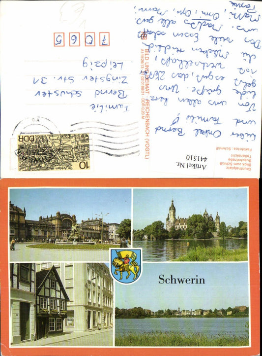 441510,Schwerin Teilansicht Schloss Bahnhof Mehrbildkarte pub VEB