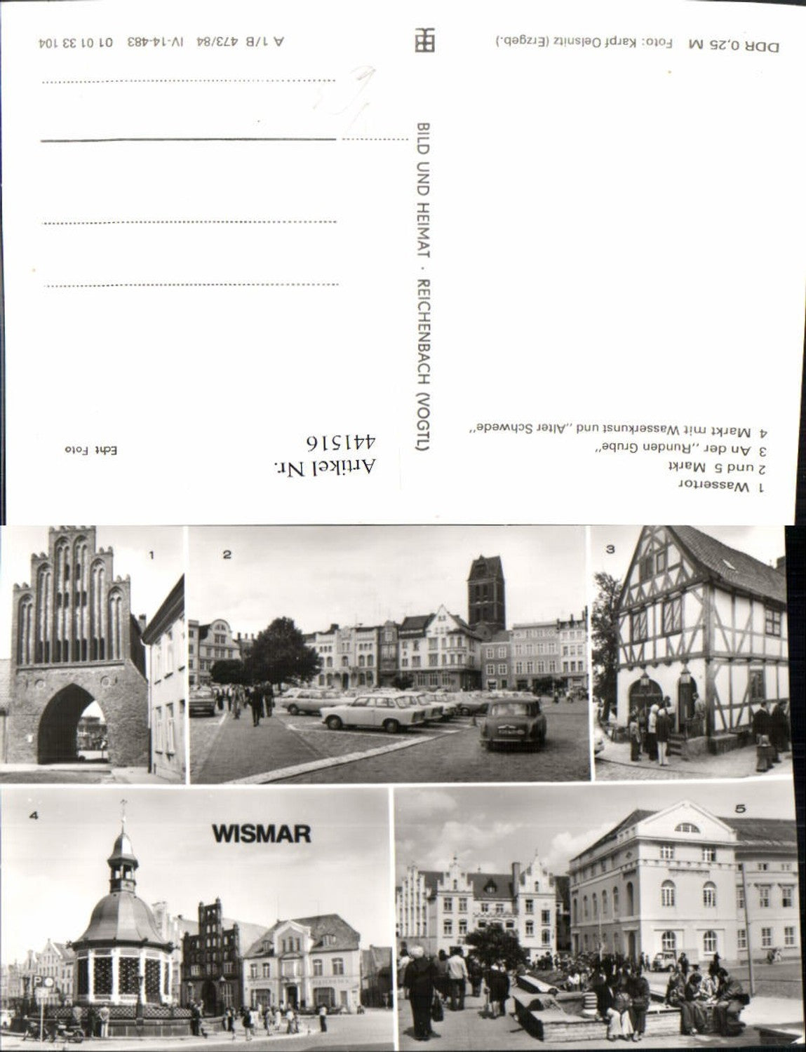 441516,Wismar Wassertor Markt Wasserkunst Mehrbildkarte pub VEB