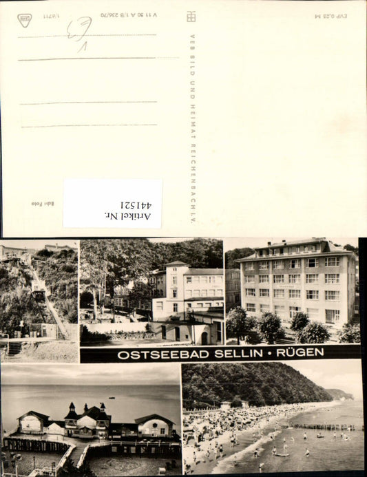 441521,Sellin Rügen Strand Strandleben Seebrücke Schrägaufzug Mehrbildkarte pub VEB