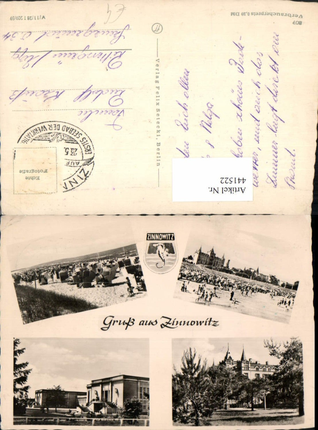 441522,Zinnowitz Strand Strandleben Gebäude Mehrbildkarte