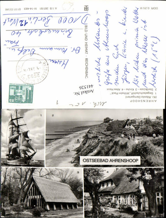 441526,Ahrenshoop Segelschiff Wilhelm Pieck Steilküste Kirche Mehrbildkarte pub VEB