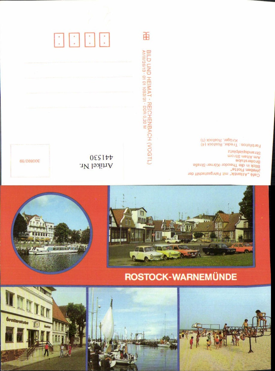 441530,Rostock Warnemünde Strand Spielplatz Broilerstube Hafen Mehrbildkarte pub VEB