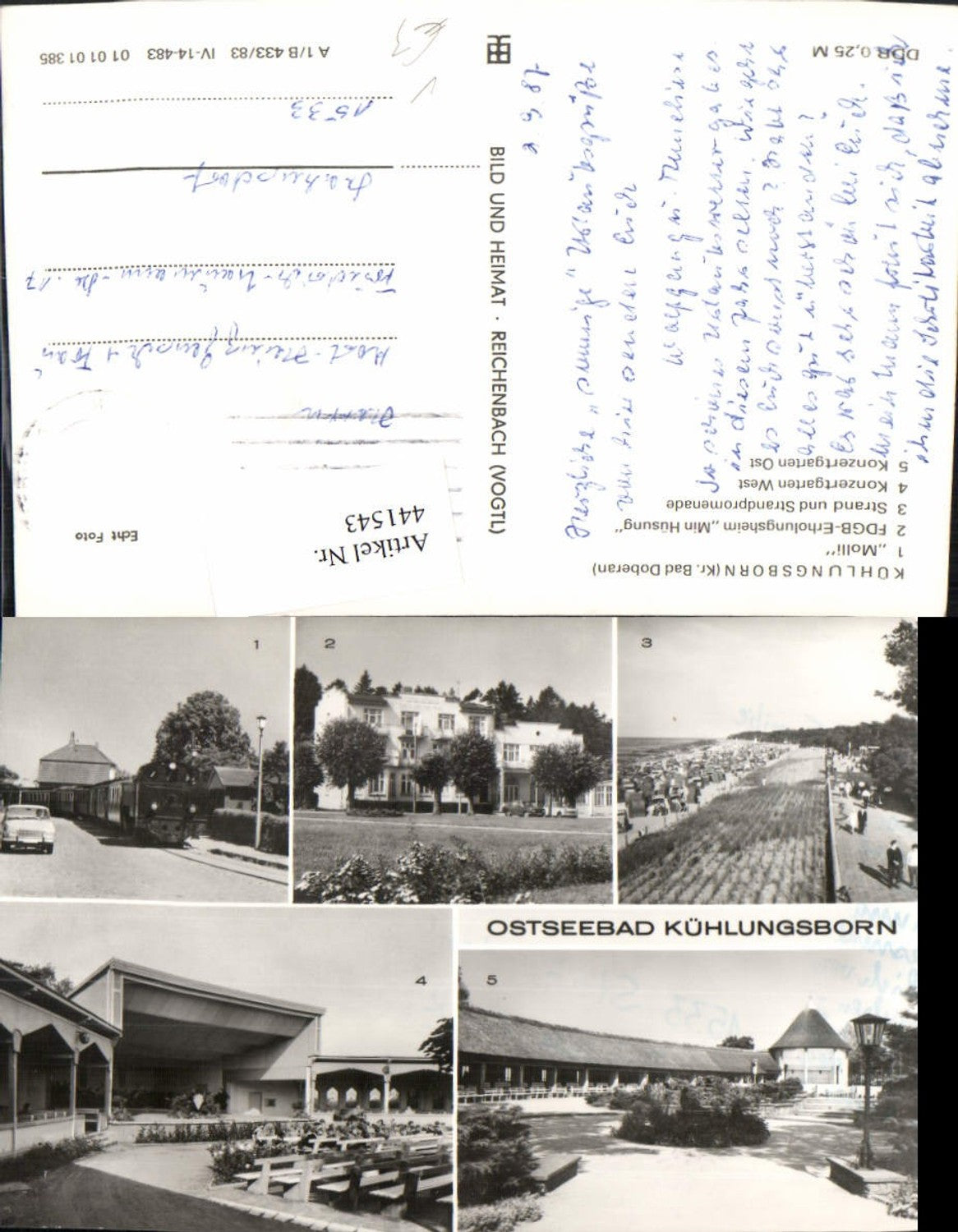 441543,Kühlungsborn Strand Molli Zug Konzertgarten Mehrbildkarte pub VEB