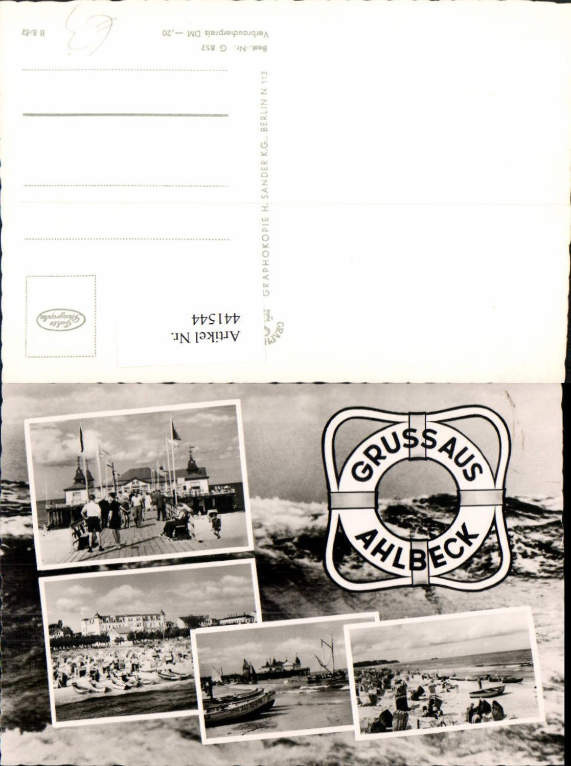 441544,Ahlbeck Strand Strandleben Seebrücke Boote Mehrbildkarte