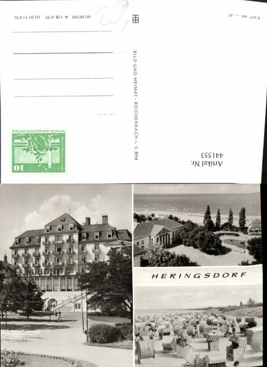 441553,Heringsdorf Strand Strandleben Gebäude Mehrbildkarte pub VEB