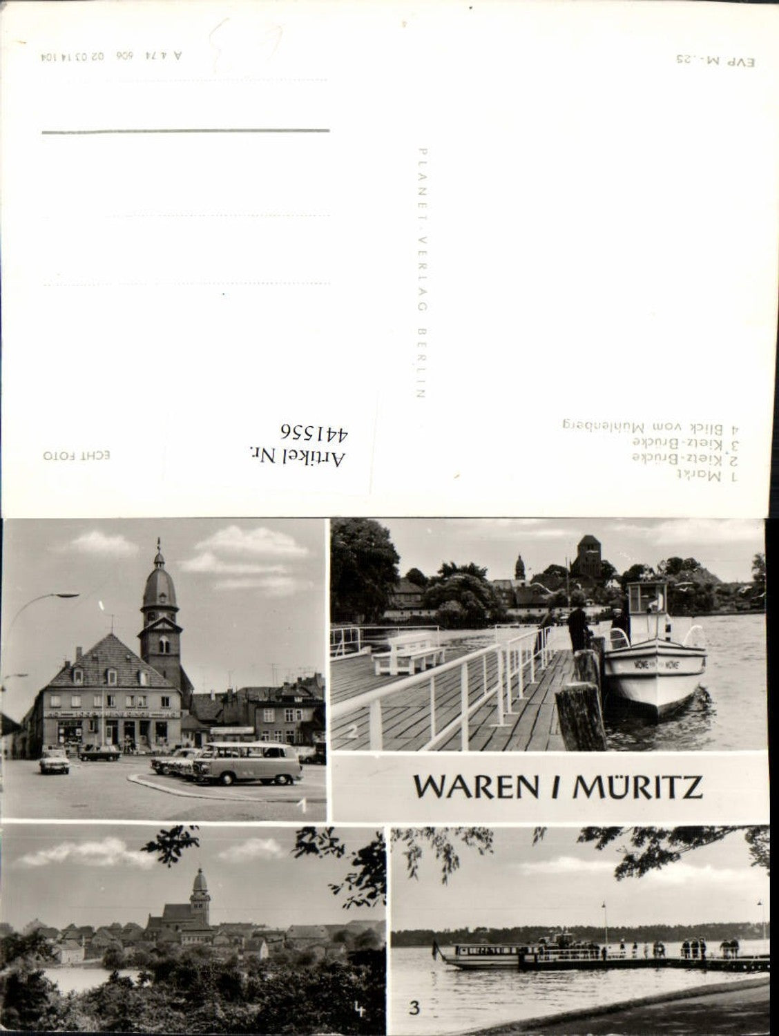 441556,Waren an d. Müritz Markt Kietz-Brücke Mehrbildkarte