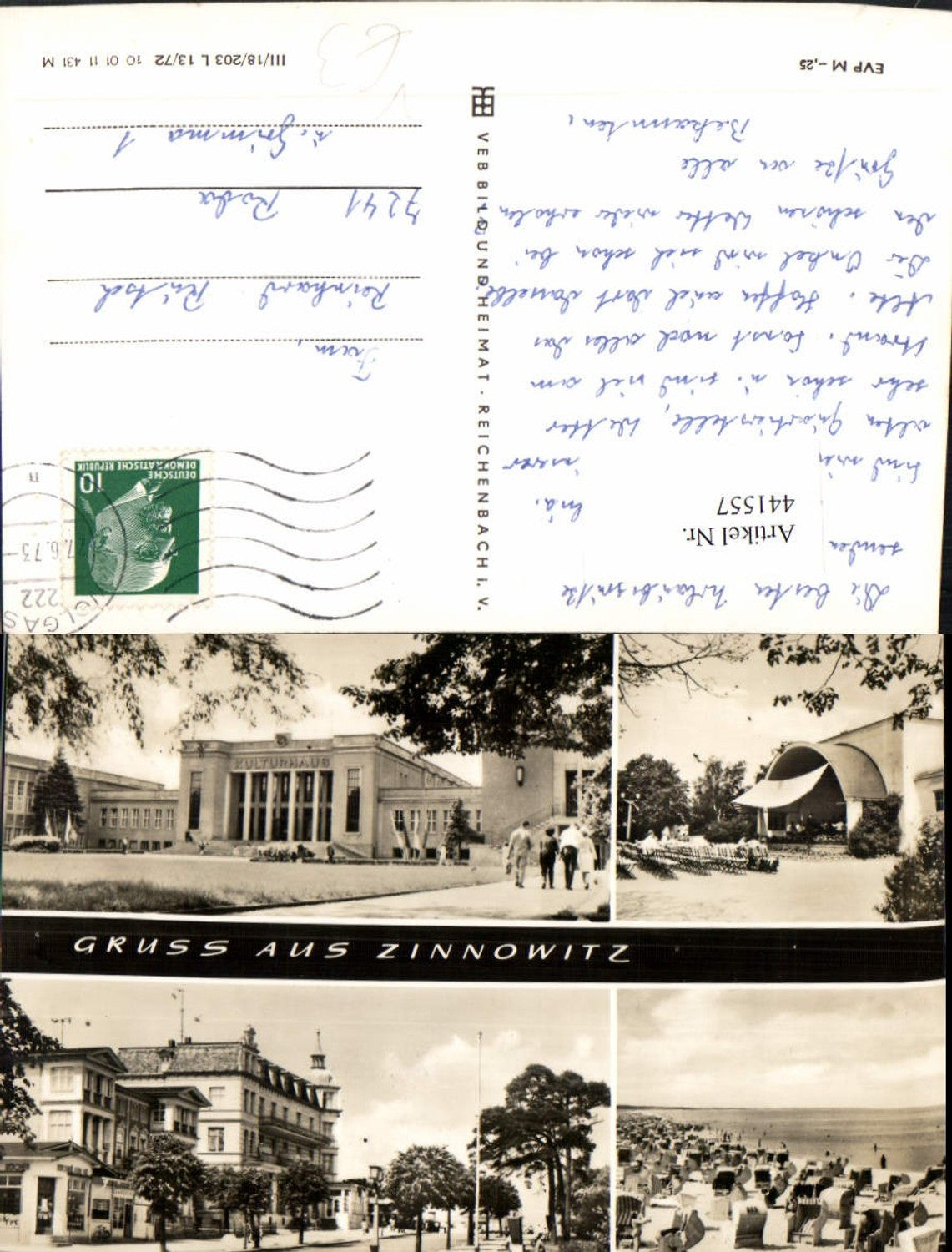 441557,Zinnowitz Strand Strandleben Kulturhaus Mehrbildkarte pub VEB