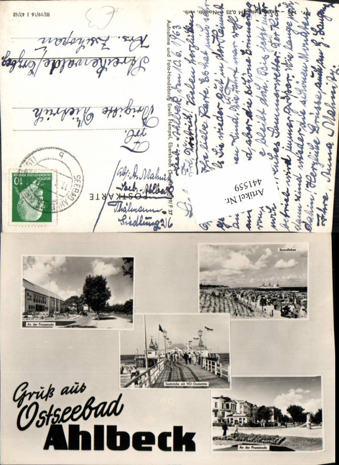 441559,Ostseebad Ahlbeck Strand Seebrücke Promenade Mehrbildkarte