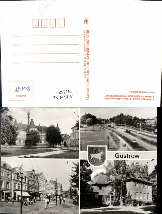441568,Güstrow Schloss Markt Sportschule Mehrbildkarte pub VEB