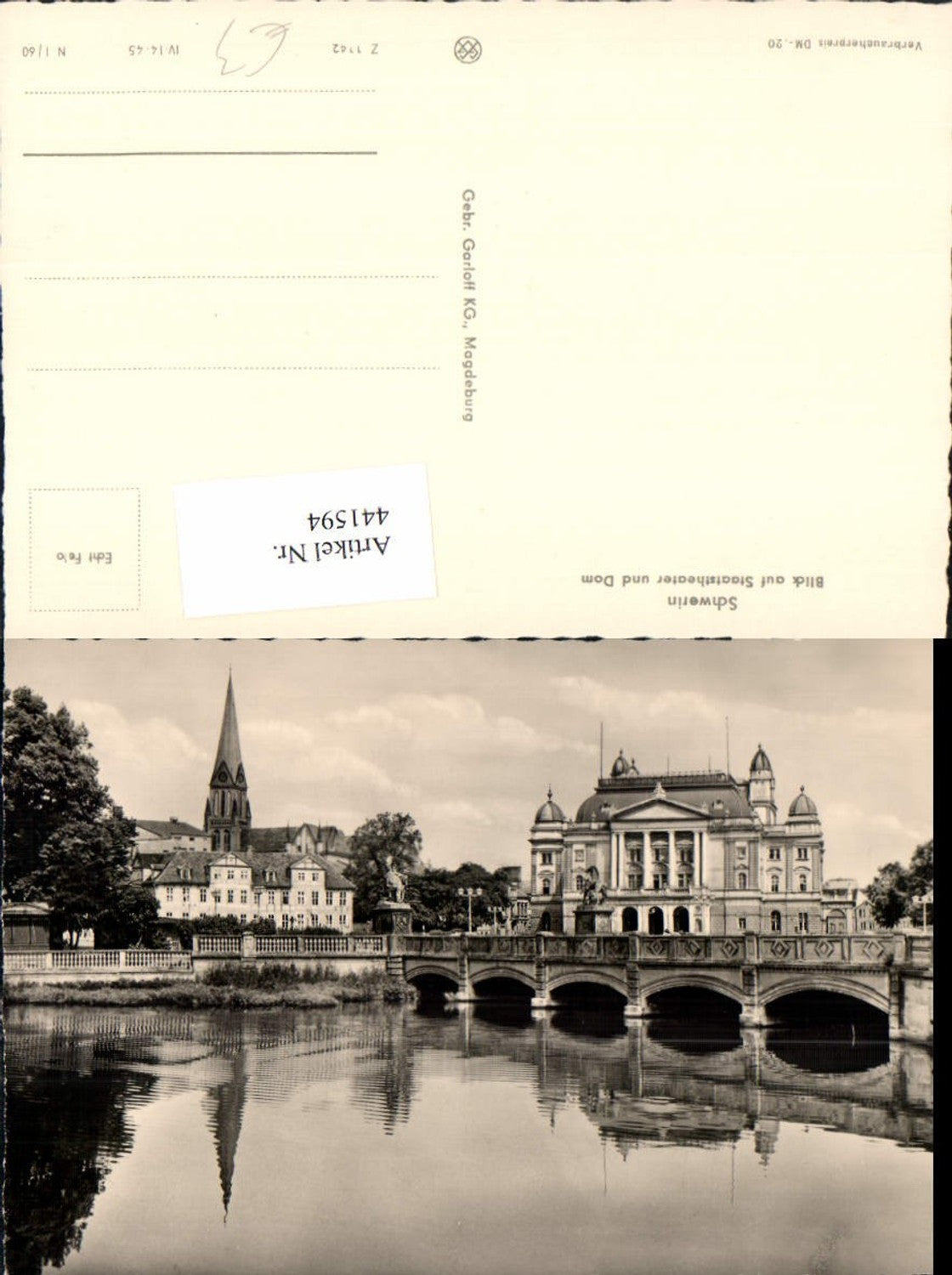 441594,Schwerin Blick auf Staatstheater u. Dom Brücke