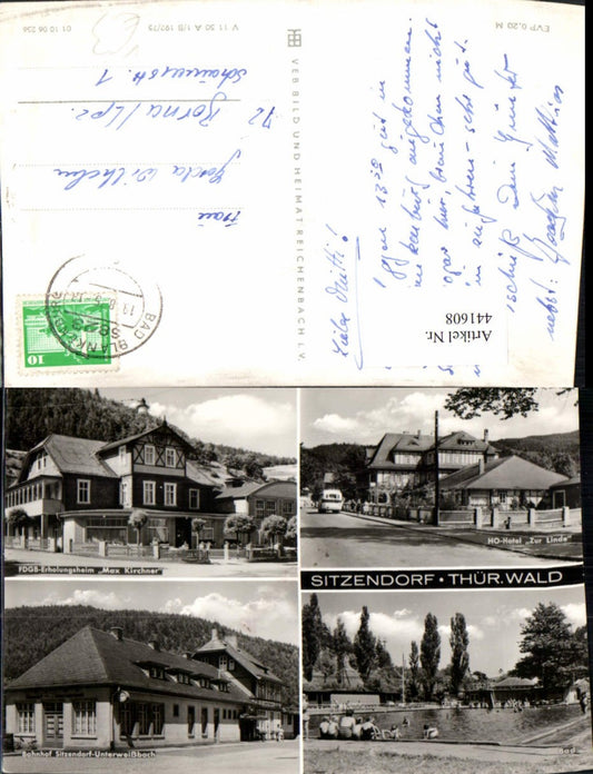 441608,Sitzendorf Hotel zur Linde Bahnhof Freibad Mehrbildkarte pub VEB