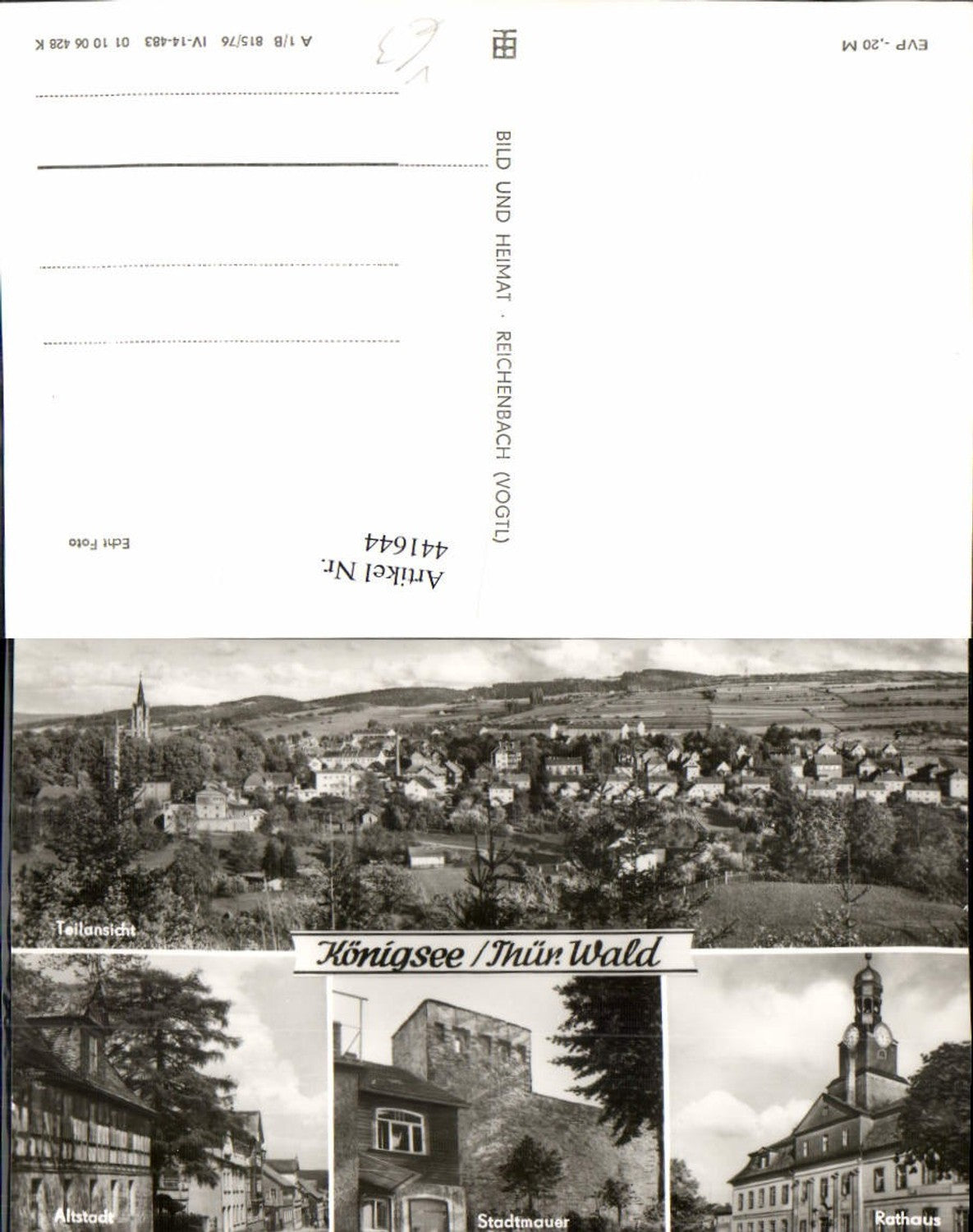 441644,Königsee Totale Altstadt Stadtmauer Rathaus Mehrbildkarte pub VEB