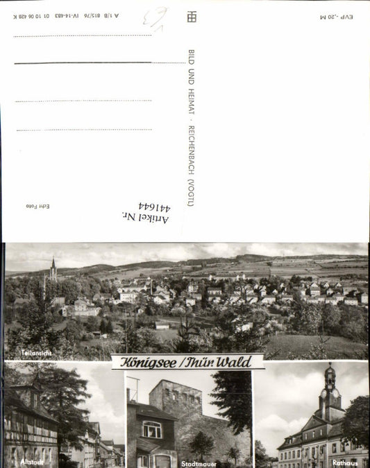 441644,Königsee Totale Altstadt Stadtmauer Rathaus Mehrbildkarte pub VEB
