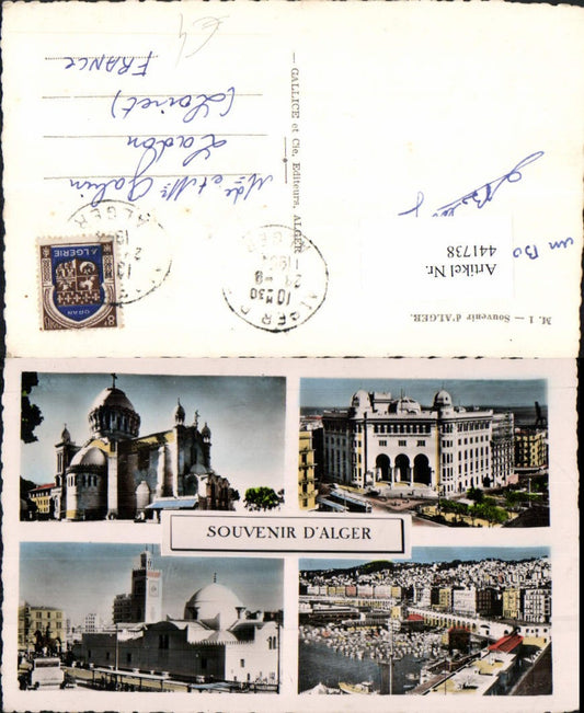 441738,Algeria Alger Algier Totale Hafen Moschee Mehrbildkarte