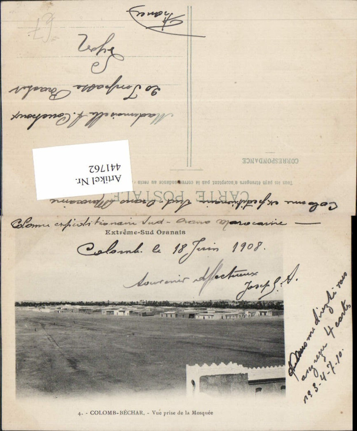 441762,Algeria Colomb-Bechar Vue prise de la Mosquee Lager