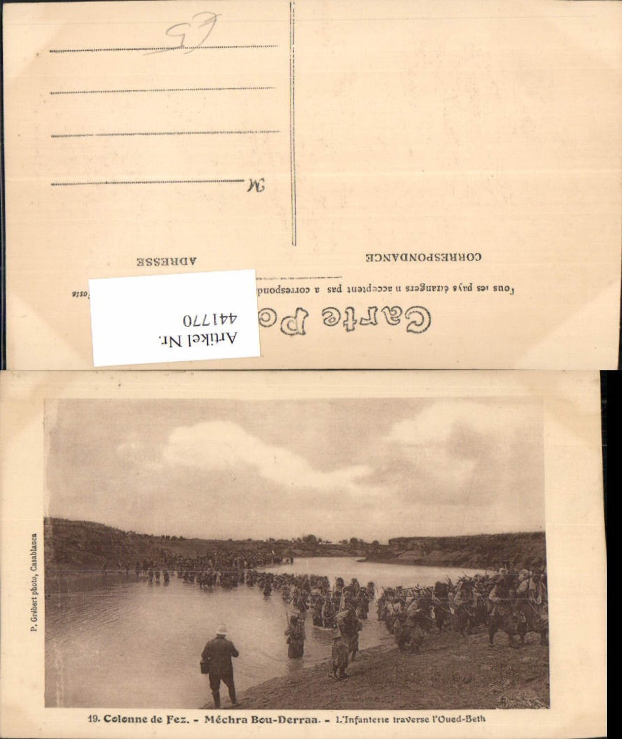 441770,Morocco Fez Mechra Bou-Derraa Infanterie traverse l'Oued-Beth Soldaten