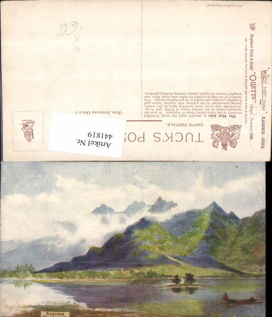 441819,Künstler AK India Kashmir Dhal Lake See Bergkulisse pub Raphael Tuck 7098