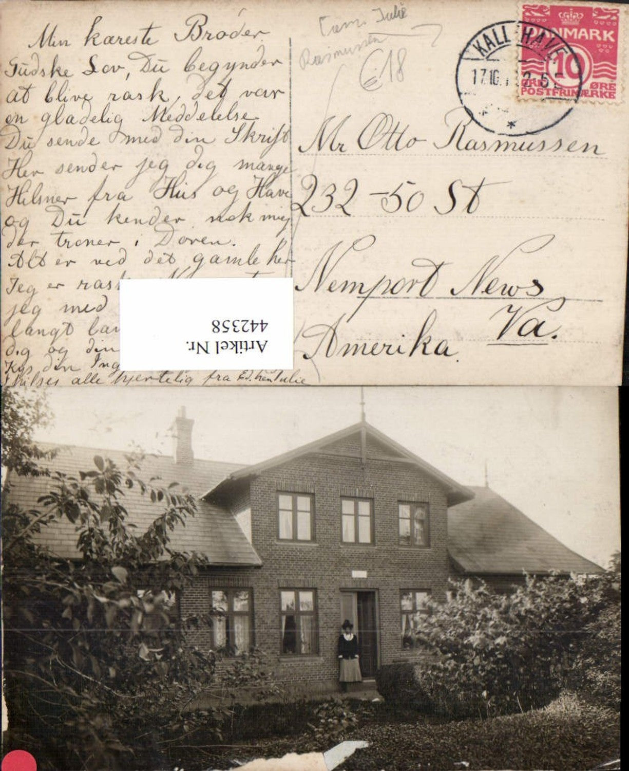 442358,Foto AK Denmark Kallehave Familie Julie Rasmussen Haus